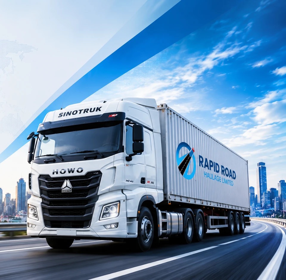 Rapid Road Haulage branded Sinotruk HOWO truck on a highway